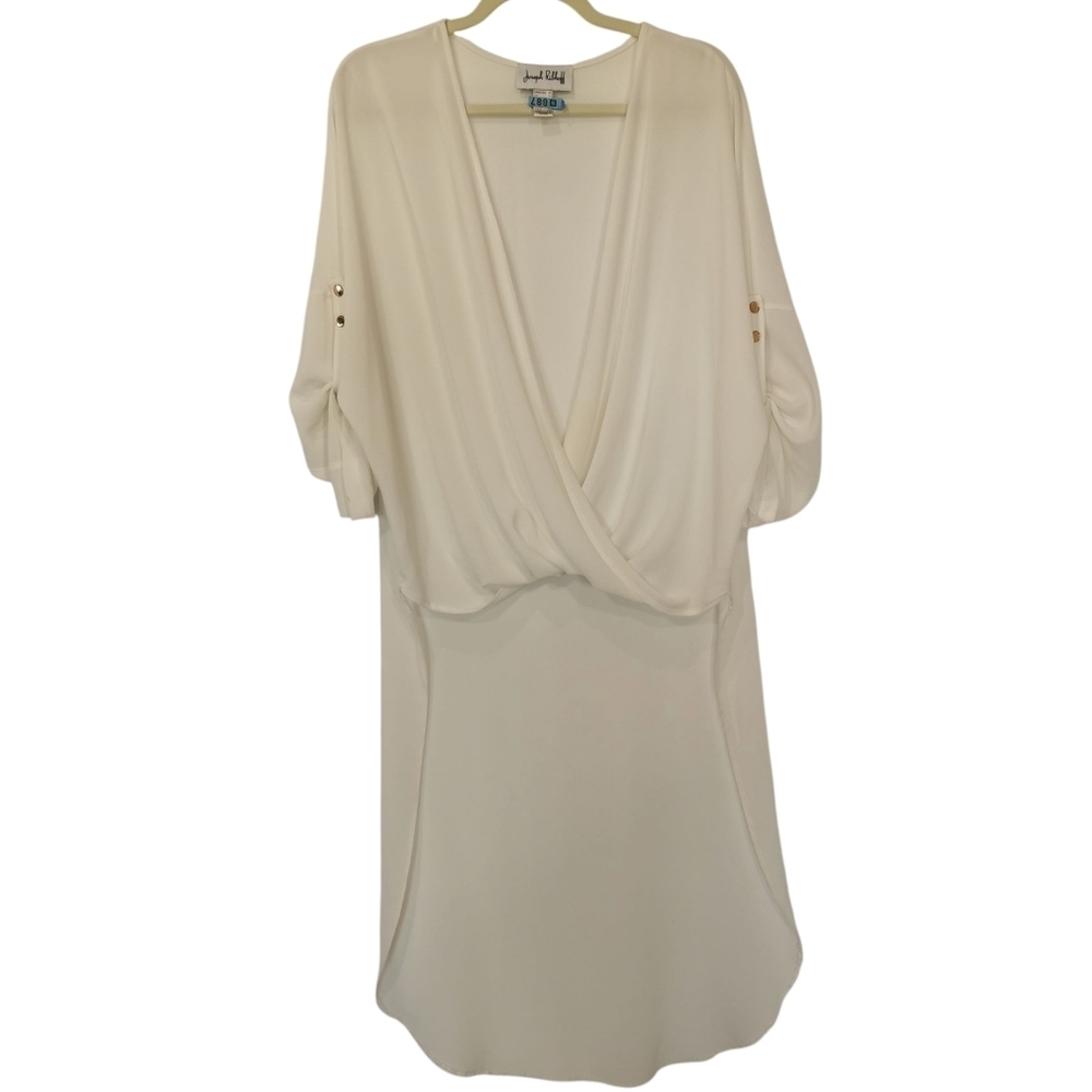 Joseph Ribkoff Semi Sheer Draped V Surplice Neck Raglan Sleeve Blouse - Sz 12